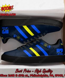 u2 rock band blue and yellow stripes adidas stan smith shoes 3 Yssyc