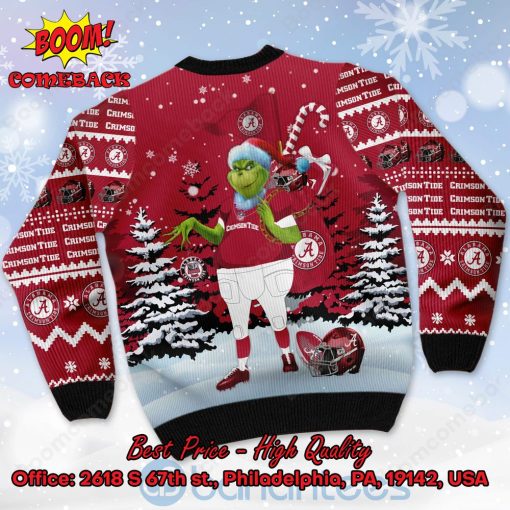 Alabama Crimson Tide Grinch Candy Cane Ugly Christmas Sweater