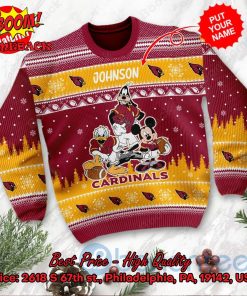 arizona cardinals disney characters personalized name ugly christmas sweater 2 k4YoS
