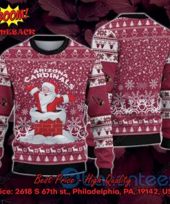 Arizona Cardinals Happy Santa Claus On Chimney Ugly Christmas Sweater