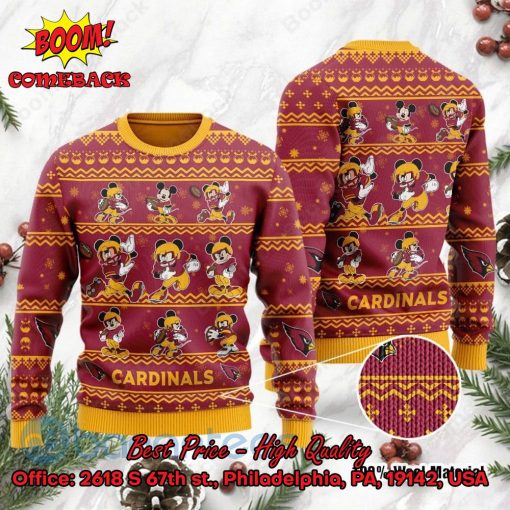 Arizona Cardinals Mickey Mouse Postures Style 1 Ugly Christmas Sweater