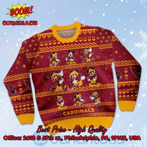 Arizona Cardinals Mickey Mouse Postures Style 1 Ugly Christmas Sweater
