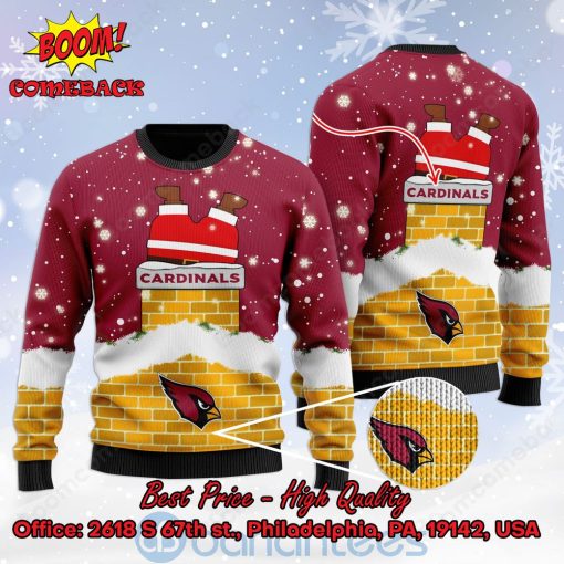 Arizona Cardinals Santa Claus On Chimney Personalized Name Ugly Christmas Sweater