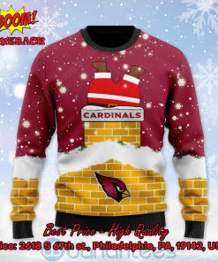 arizona cardinals santa claus on chimney personalized name ugly christmas sweater 2 4xCaD
