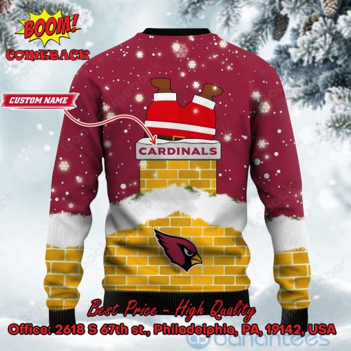 Arizona Cardinals Santa Claus On Chimney Personalized Name Ugly Christmas Sweater