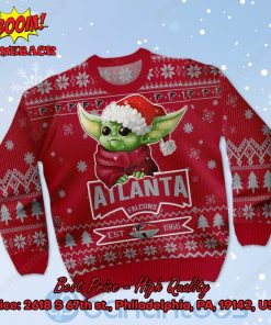 Atlanta Falcons Baby Yoda Santa Hat Ugly Christmas Sweater