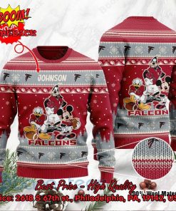 Atlanta Falcons Disney Characters Personalized Name Ugly Christmas Sweater