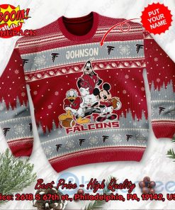 atlanta falcons disney characters personalized name ugly christmas sweater 2 MM03C
