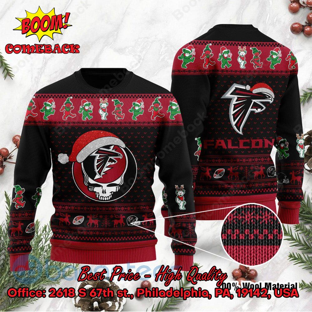 Atlanta Falcons Grateful Dead Santa Hat Ugly Christmas Sweater