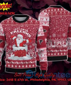 Atlanta Falcons Happy Santa Claus On Chimney Ugly Christmas Sweater