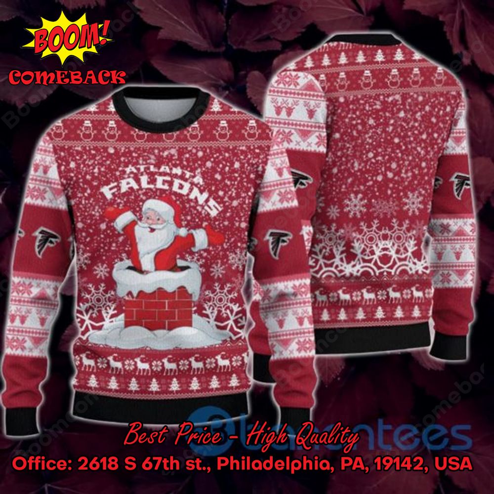 Atlanta Falcons Happy Santa Claus On Chimney Ugly Christmas Sweater