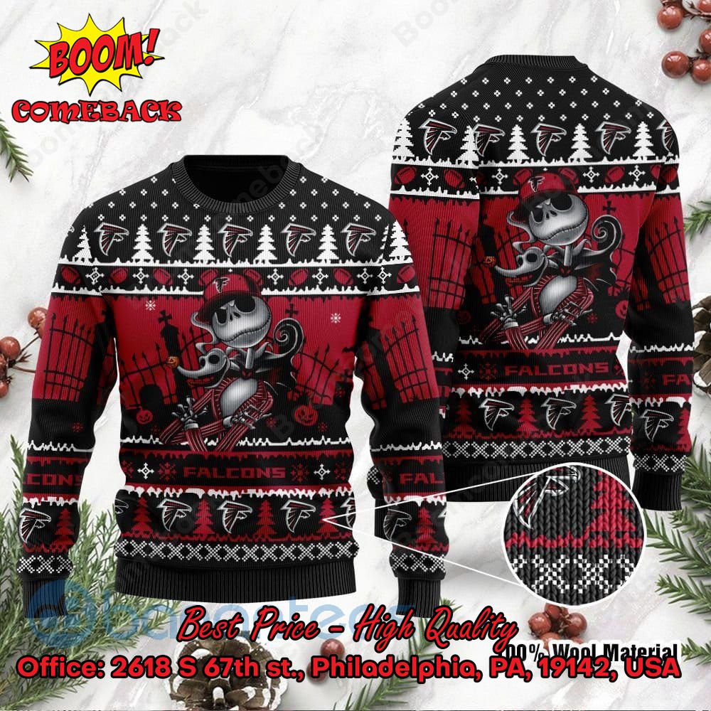 Atlanta Falcons Jack Skellington Halloween Ugly Christmas Sweater