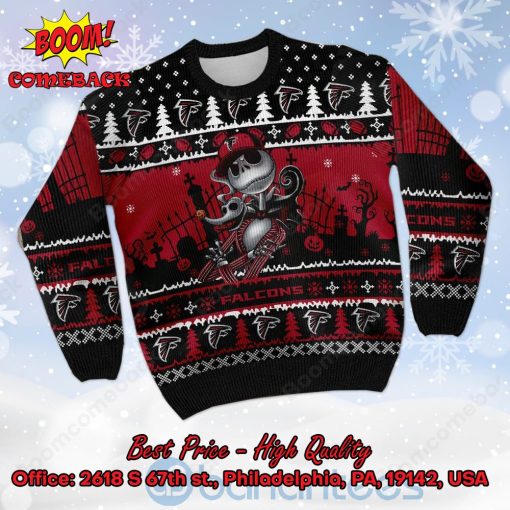 Atlanta Falcons Jack Skellington Halloween Ugly Christmas Sweater