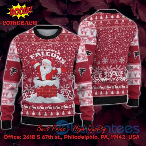 Atlanta Falcons Santa Claus On Chimney Ugly Christmas Sweater