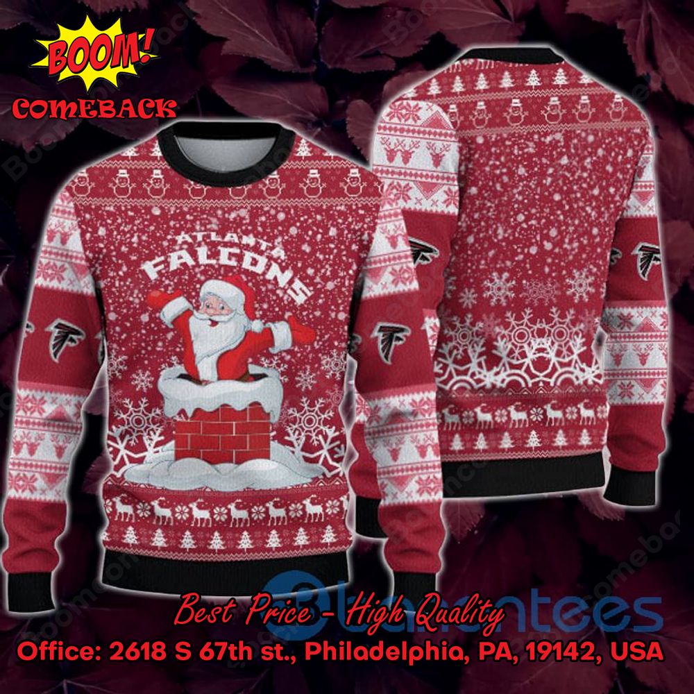 Atlanta Falcons Santa Claus On Chimney Ugly Christmas Sweater