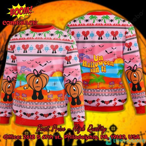 Bad Bunny Sad Heart Pumpkin Un Halloween Sin Ti Ugly Christmas Sweater