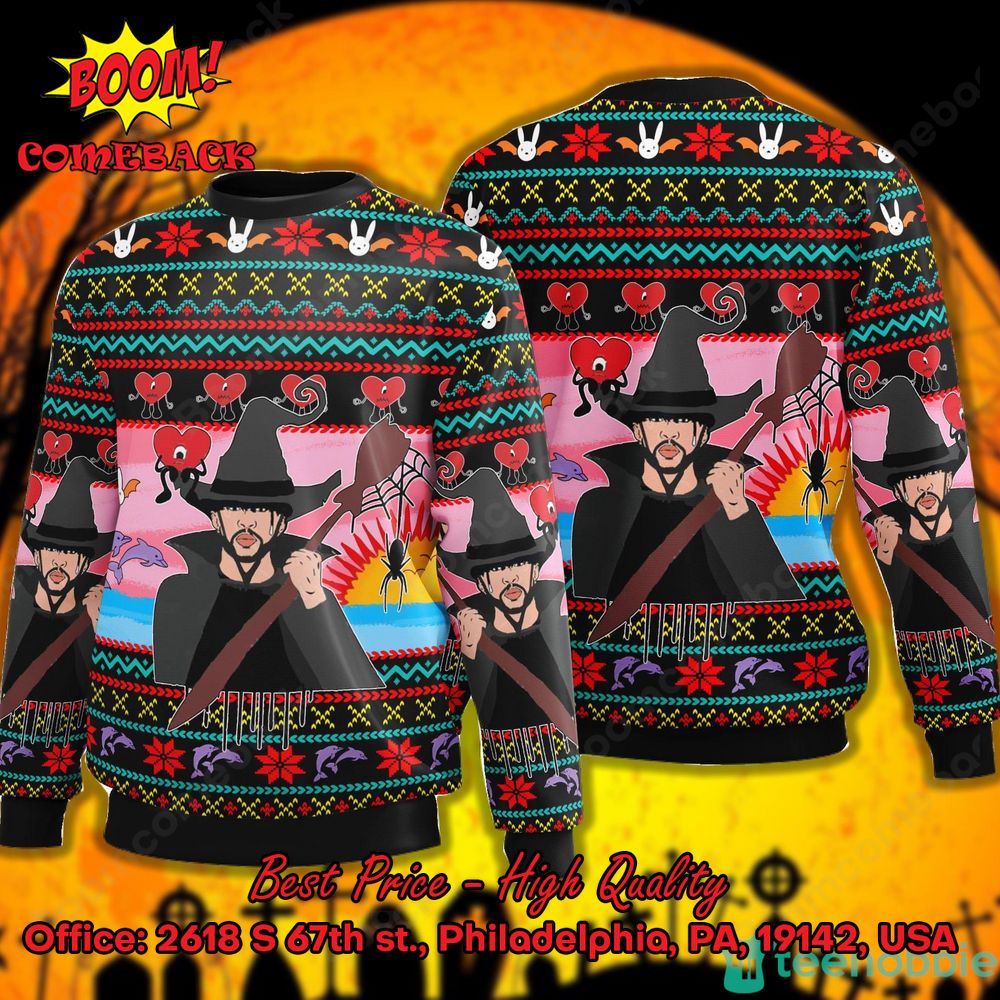 Bad Bunny Witch Un Halloween Sin Ti Ugly Christmas Sweater