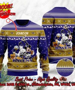 Baltimore Ravens Disney Characters Personalized Name Ugly Christmas Sweater