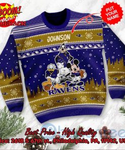baltimore ravens disney characters personalized name ugly christmas sweater 2 g9lS2