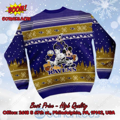 Baltimore Ravens Disney Characters Personalized Name Ugly Christmas Sweater