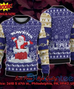 Baltimore Ravens Happy Santa Claus On Chimney Ugly Christmas Sweater