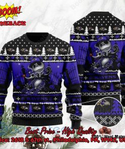 Baltimore Ravens Jack Skellington Halloween Ugly Christmas Sweater