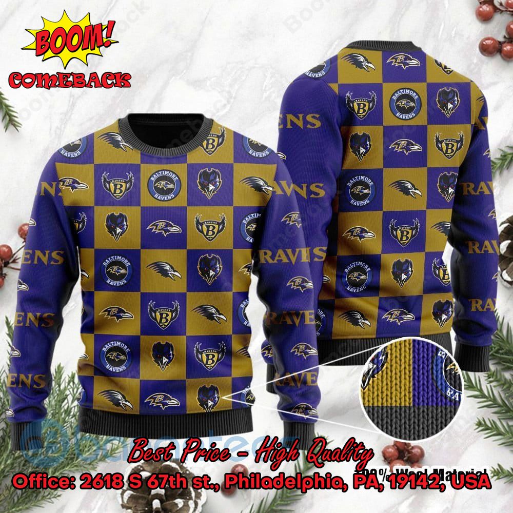 Baltimore Ravens Logos Ugly Christmas Sweater