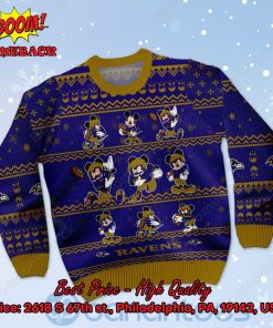 baltimore ravens mickey mouse postures style 1 ugly christmas sweater 2 F0jCz