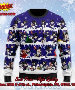 baltimore ravens mickey mouse postures style 2 ugly christmas sweater 2 sGVKD