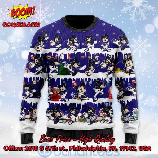 Baltimore Ravens Mickey Mouse Postures Style 2 Ugly Christmas Sweater