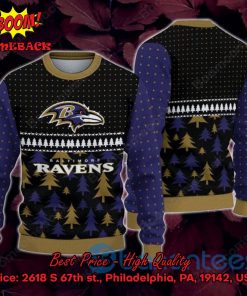 Baltimore Ravens Pine Trees Ugly Christmas Sweater