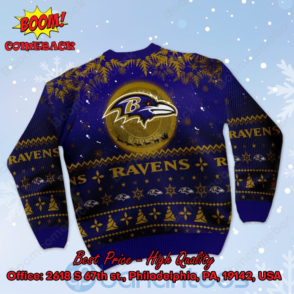 Baltimore Ravens Fans Santa Claus Tattoo Ugly Christmas Sweater Gift