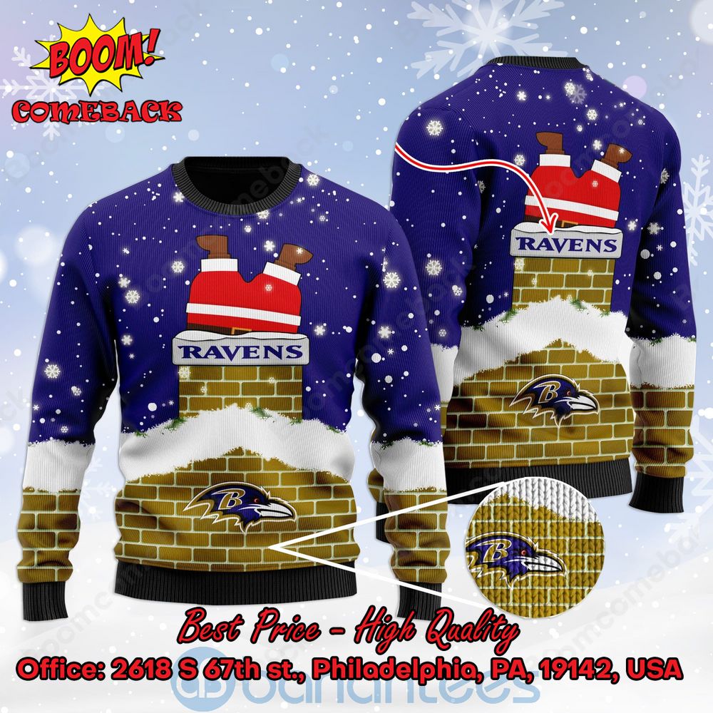 Baltimore Ravens Dab Santa Ugly Christmas Sweater - Banantees