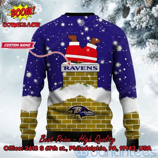 Baltimore Ravens Santa Claus On Chimney Ugly Christmas Sweater