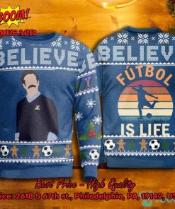 Believe Futbal Is Life Halloween Blue Ugly Christmas Sweater