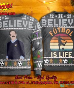 Believe Futbal Is Life Halloween Grey Ugly Christmas Sweater