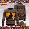 Black Cat In Spooky Halloween Ugly Christmas Sweater