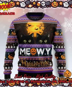 Black Cat Meowy Halloween Ugly Christmas Sweater
