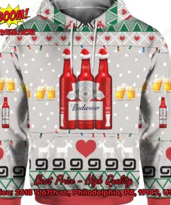 Budweiser Beer Red Bottles Ugly Christmas Hoodie