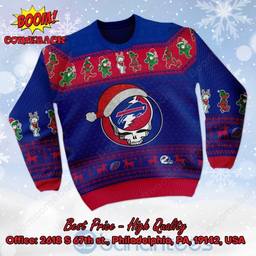 Buffalo Bills Grateful Dead Santa Hat Ugly Christmas Sweater