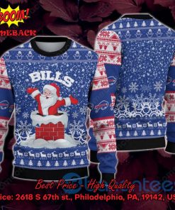 Buffalo Bills Happy Santa Claus On Chimney Ugly Christmas Sweater