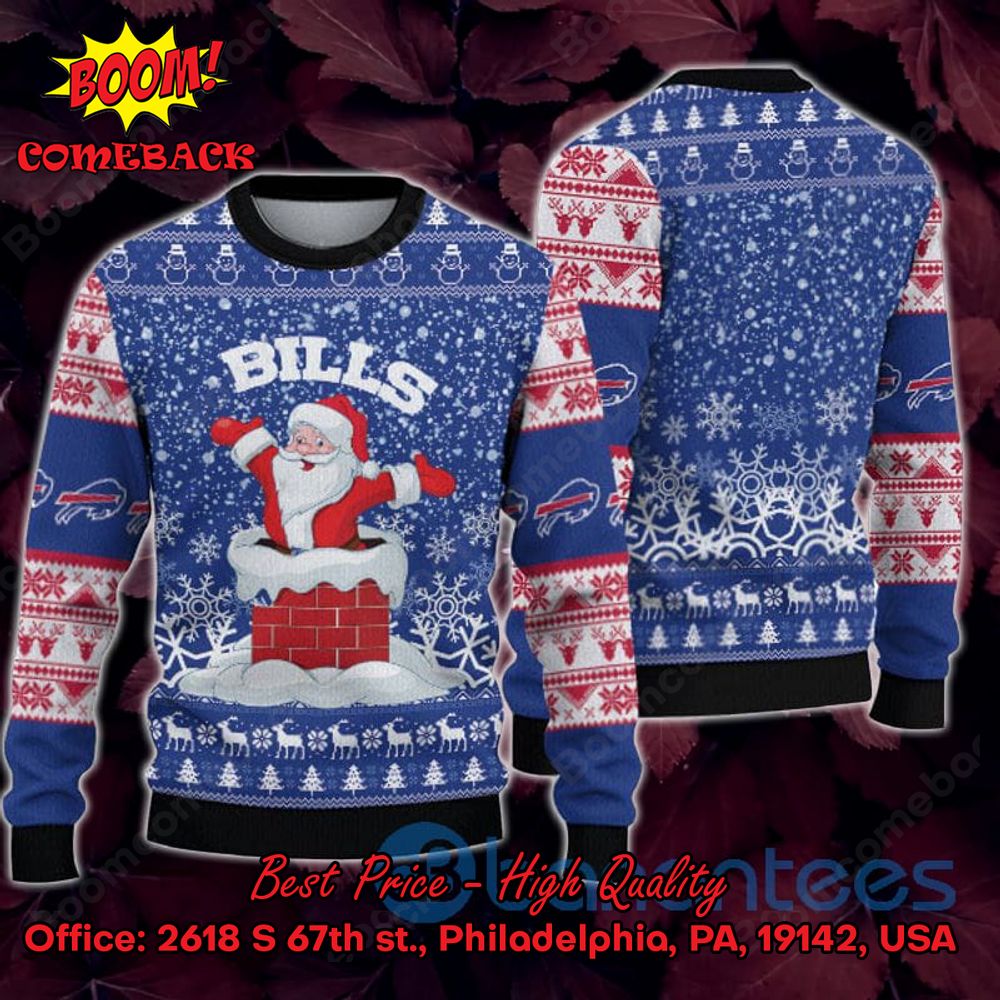 Buffalo Bills Happy Santa Claus On Chimney Ugly Christmas Sweater