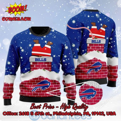 Buffalo Bills Santa Claus On Chimney Personalized Name Ugly Christmas Sweater