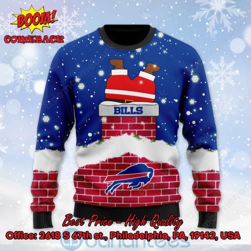 Buffalo Bills Santa Claus On Chimney Personalized Name Ugly Christmas Sweater