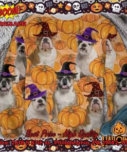 Bulldog Pumpkin Halloween Ugly Christmas Sweater