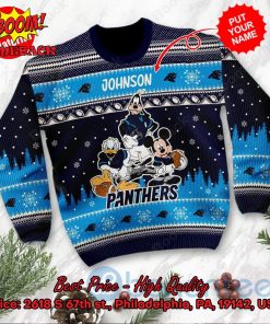 carolina panthers disney characters personalized name ugly christmas sweater 2 0wS06