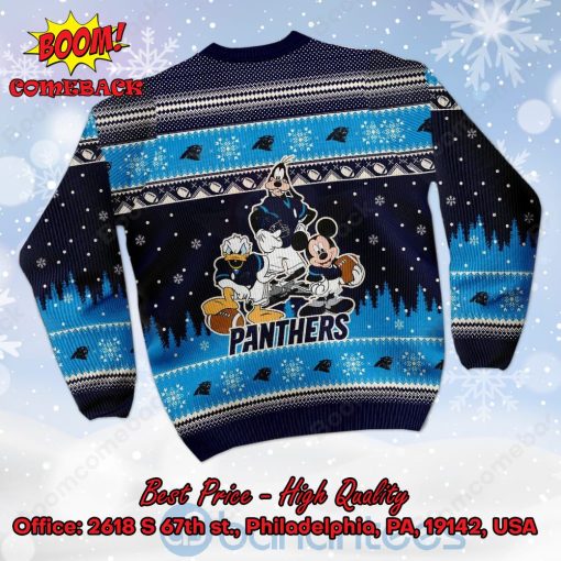 Carolina Panthers Disney Characters Personalized Name Ugly Christmas Sweater