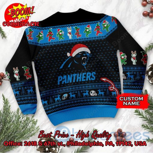 Carolina Panthers Grateful Dead Santa Hat Ugly Christmas Sweater
