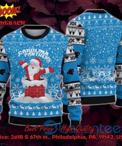 Carolina Panthers Happy Santa Claus On Chimney Ugly Christmas Sweater