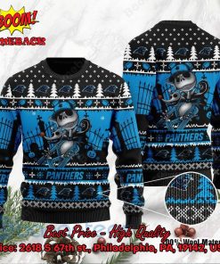 Carolina Panthers Jack Skellington Halloween Ugly Christmas Sweater